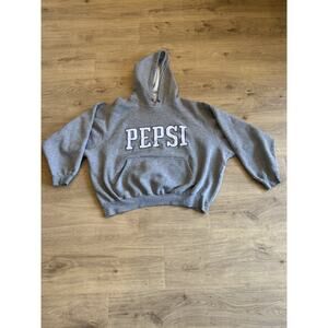 Vintage Pepsi Hoodie Mens XL Gray Sweatshirt Fleece Pullover 90s Logo